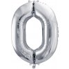 PartyDeco Fóliový balón narodeninové číslo 0 strieborný 86cm PartyDeco Fóliový balón narodeninové číslo 0 strieborný 86cm