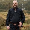 Battle Merchant Středověká košile Corvin se šněrováním na rukávech a u krku, černá Battle Merchant Středověká košile Corvin se šněrováním na rukávech a u krku, černá