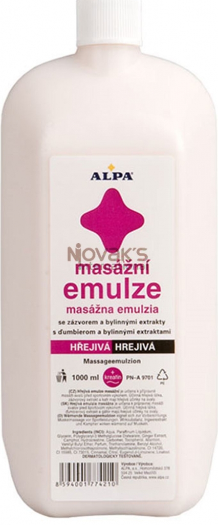 Alpa masážna emulzia hrejivá 1000 ml