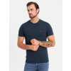 Ombre Men's SLIM FIT T-shirt with round neckline and logo - navy blue modrá XL Ombre 5902228974598 Ombre Men's SLIM FIT T-shirt with round neckline and logo - navy blue modrá XL Ombre 5902228974598