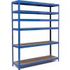 Policový regál Trestles RH 2200x1600x500, nosnosť 1800 kg, 6 políc Farba: modrá, Typ police: drevená MDF 5,4 mm Policový regál Trestles RH 2200x1600x500, nosnosť 1800 kg, 6 políc Farba: modrá, Typ police: drevená MDF 5,4 mm