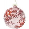Guľa sklenená vínová s červenou vločkou, 8 cm x 8 cm x 8 cm Guľa sklenená vínová s červenou vločkou, 8 cm x 8 cm x 8 cm