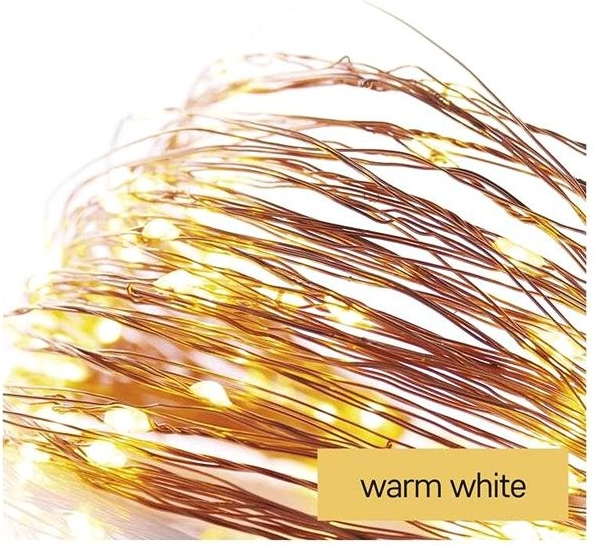 EMOS LED vianočná nano reťaz medená 4 m vonkajšia a vnútorná teplá biela časovač