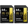 Lexar SDXC 64GB 1800x Professional Class 10 UHS-II U3 (V60) - Dual Pack LSD1800064G-B2NNU Lexar SDXC 64GB 1800x Professional Class 10 UHS-II U3 (V60) - Dual Pack LSD1800064G-B2NNU
