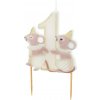 PartyDeco Sviečka k prvým narodeninám - Myšky 7,5 cm PartyDeco Sviečka k prvým narodeninám - Myšky 7,5 cm