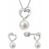 Perlová súprava srdca so zirkónmi a bielou riečnou perlou 29064.1B Perlová súprava srdca so zirkónmi a bielou riečnou perlou 29064.1B