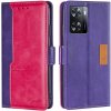 Peňaženkové kožené puzdro Contrast Color na Oppo A57 / A57s - Fialová a Ružovo červená Peňaženkové kožené puzdro Contrast Color na Oppo A57 / A57s - Fialová a Ružovo červená