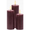 SIRIUS Nabíjacie voskové LED sviečky Sleď, vínová, 3ks SIRIUS Nabíjacie voskové LED sviečky Sleď, vínová, 3ks