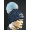 R-Jet Dámska zimná pletená čiapka s kožušinovým brmbolcom 303 tmavo modrá so zlatým lurexom R-Jet Dámska zimná pletená čiapka s kožušinovým brmbolcom 303 tmavo modrá so zlatým lurexom