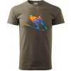 Skokan na lyžiach splash - Klasické pánske tričko vyššej gramáže - 2XL ( Army ) Skokan na lyžiach splash - Klasické pánske tričko vyššej gramáže - 2XL ( Army )