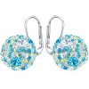 SILVEGO strieborné náušnice guličky so Swarovski Crystals tyrkysovo modrá B36120tyrb