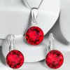 MSPERK Sada šperkov s krištáľmi Swarovski náušnice, retiazka a prívesok červené okrúhle Ag 925/1000 MSPERK Sada šperkov s krištáľmi Swarovski náušnice, retiazka a prívesok červené okrúhle Ag 925/1000