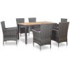 vidaXL 7-dielna vonkajšia jedálenská súprava+podložky, polyratan, sivá vidaXL 7-dielna vonkajšia jedálenská súprava+podložky, polyratan, sivá