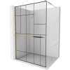 Mexen Kioto+ sprchová stena s poličkou Walk-in 90 x 200 cm, čierny vzor, zlatá - 800-090-121-50-78 Mexen Kioto+ sprchová stena s poličkou Walk-in 90 x 200 cm, čierny vzor, zlatá - 800-090-121-50-78