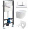 Mereo WC set - Rimless WC oblé, modul pre sadrokartón, biele hranaté tlačidlo Mereo WC set - Rimless WC oblé, modul pre sadrokartón, biele hranaté tlačidlo