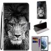 Knižkové puzdro Trendy Cross case Čiernobiely lev – Samsung Galaxy S21 FE Knižkové puzdro Trendy Cross case Čiernobiely lev – Samsung Galaxy S21 FE