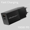 QOC Qoltec 52382 Nabíjačka GaN POWER PRO | 1xUSB typ C | 1xUSB A | 100W | 5-20V | 1,5-5A | PD | čierna QOC Qoltec 52382 Nabíjačka GaN POWER PRO | 1xUSB typ C | 1xUSB A | 100W | 5-20V | 1,5-5A | PD | čierna