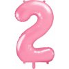 PartyDeco Fóliový balón narodeninové číslo 2 ružový 86cm