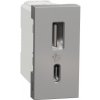Unica - Dvojitý nabíjací USB konektor A+C 2.4A, 1M, Aluminium Unica - Dvojitý nabíjací USB konektor A+C 2.4A, 1M, Aluminium