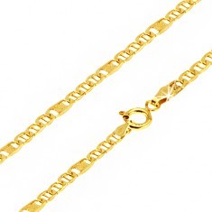 Šperky eshop Retiazka v žltom zlate, oválne očká s paličkou, článok s mriežkou GG23.08