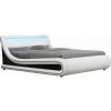 Tempo Kondela Manželská posteľ s RGB LED osvetlením, biela/čierna, 180x200, MANILA NEW Tempo Kondela Manželská posteľ s RGB LED osvetlením, biela/čierna, 180x200, MANILA NEW