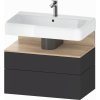 Duravit Qatego skrinka 79x47x59 cm závesná kúpeľňová skrinka pod umývadlo grafitová-dub QA4394055800010 Duravit Qatego skrinka 79x47x59 cm závesná kúpeľňová skrinka pod umývadlo grafitová-dub QA4394055800010