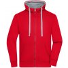 James & Nicholson (Daiber) Pánska mikina na zips s kapucňou JN963 - Červená / šedý melír | L James & Nicholson (Daiber) Pánska mikina na zips s kapucňou JN963 - Červená / šedý melír | L