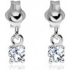Šperky eshop - Náušnice zo striebra 925 - číry zirkón visiaci na puzetke, 3 mm Y48.1 Šperky eshop - Náušnice zo striebra 925 - číry zirkón visiaci na puzetke, 3 mm Y48.1