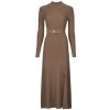 Karl Lagerfeld Dlhé šaty LSLV BUCKLE BELT KNIT DRESS Béžová Karl Lagerfeld Dlhé šaty LSLV BUCKLE BELT KNIT DRESS Béžová