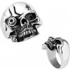 Šperky eshop - Oceľový prsteň, strieborná farba, lesklá patinovaná lebka v štýle Terminátora T24.12 - Veľkosť: 59 mm Šperky eshop - Oceľový prsteň, strieborná farba, lesklá patinovaná lebka v štýle Terminátora T24.12 - Veľkosť: 59 mm