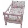 DREVENÁ POSTIEĽKA RUŽOVÁ + 3-dielna posteľná bielizeň pre bábiky DREVENÁ POSTIEĽKA RUŽOVÁ + 3-dielna posteľná bielizeň pre bábiky