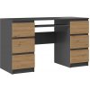 Bývaj s nami SK, BAKU písací stolík so zásuvkami, antracit/ dub artisan LTD Bývaj s nami SK, BAKU písací stolík so zásuvkami, antracit/ dub artisan LTD