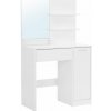 Biely toaletný stolík so zrkadlom a skrinou, 80x40x132 cm Biely toaletný stolík so zrkadlom a skrinou, 80x40x132 cm