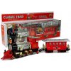 LEAN TOYS Vlak - rušeň s vagónom na batérie - červeno-strieborný LEAN TOYS Vlak - rušeň s vagónom na batérie - červeno-strieborný