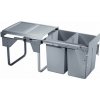 Wireli Výsuvný odpadkový kôš 450 mm - 2x20L s úchytmi dvierok / Šedý Wireli Výsuvný odpadkový kôš 450 mm - 2x20L s úchytmi dvierok / Šedý