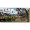 Vodorovné Sklenené hodiny na stenu Horská cyklistika 60x30 cm Vodorovné Sklenené hodiny na stenu Horská cyklistika 60x30 cm