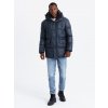 Ombre Men's long puffer jacket with snap pockets - navy blue čierna S Ombre 5902228970125 Ombre Men's long puffer jacket with snap pockets - navy blue čierna S Ombre 5902228970125