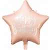PartyDeco Fóliový balón hviezda - Happy Birthday púdrovo ružový 40 cm PartyDeco Fóliový balón hviezda - Happy Birthday púdrovo ružový 40 cm