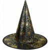 Verk Detský klobúk čarodejnice na Halloween, s pavučinami, čierny a zlatý Verk Detský klobúk čarodejnice na Halloween, s pavučinami, čierny a zlatý