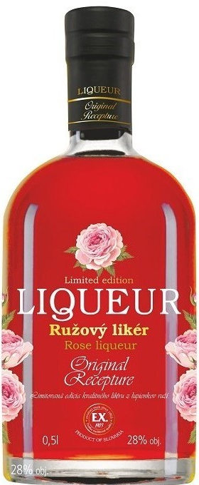 Ružový likér 28% 0,5 l (čistá fľaša)