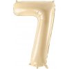 PartyDeco Fóliový balón narodeninové číslo 7 béžový 72 cm
