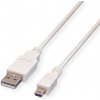 Kábel USB 2.0 A-MINI-B 5pin M/M 3m, High Speed, biely Kábel USB 2.0 A-MINI-B 5pin M/M 3m, High Speed, biely