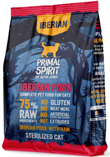 Alpha Spirit Primal spirit Iberian krmivo pre kastrované mačky Ham 75% ibérske prasa a bravčová šunka 1 kg
