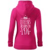 Queens are born in 1976 - Mikina dámska trendy zipper s kapucňou - M ( Purpurová ) Queens are born in 1976 - Mikina dámska trendy zipper s kapucňou - M ( Purpurová )