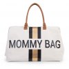 Childhome Mommy Bag Big Canvas Off White Stripes čierna/zlatá