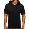 Čierne pánske bavlnené tričko s kapucňou bez potlače Bolf 14513 Čierne pánske bavlnené tričko s kapucňou bez potlače Bolf 14513