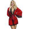 Subblime - transparent fabric robe with lace detail red s/m Subblime - transparent fabric robe with lace detail red s/m