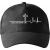 Jesus Saved My Life kríž ekg - Šiltovka so zahnutým šiltom a látkovou sponou - Univerzálna veľkosť ( Čierna ) Jesus Saved My Life kríž ekg - Šiltovka so zahnutým šiltom a látkovou sponou - Univerzálna veľkosť ( Čierna )