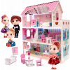 Drevený dom pre bábiky Pink Mdf veľké + bábiky
