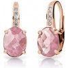 DF Dámske náušnice 3379 z ružového zlata, ružového kremeňa a diamantov DF Dámske náušnice 3379 z ružového zlata, ružového kremeňa a diamantov